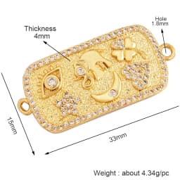 Trendy Star Moon Love Heart Flower Connector,18K Gold Plated CZ Charm Jewelry Findings Bracelet Necklace Accessories Supply M55