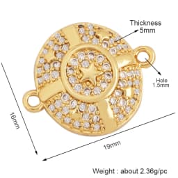 Trendy Star Moon Love Heart Flower Connector,18K Gold Plated CZ Charm Jewelry Findings Bracelet Necklace Accessories Supply M55