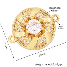 Trendy Star Moon Love Heart Flower Connector,18K Gold Plated CZ Charm Jewelry Findings Bracelet Necklace Accessories Supply M55