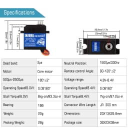 INJORA INJS2065 7KG High Voltage Waterproof Metal Gear 2065 Digital Micro Servo