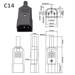 5pcs 10pcs IEC 320 Straight Cable AC Plug Socket C13 C14 10A 250V Black Rewireable Electrical 3 Pin Female Male Power Connector
