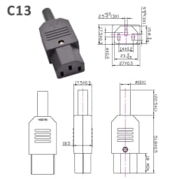 5pcs 10pcs IEC 320 Straight Cable AC Plug Socket C13 C14 10A 250V Black Rewireable Electrical 3 Pin Female Male Power Connector