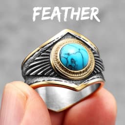 316L Stainless Steel Ring Gemstones Trendy Turquoise Men Rings Eagle Rock Punk for Male Boyfriend Jewelry Best Gift Dropshipping
