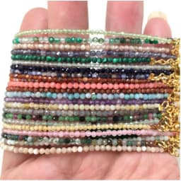 Fashion Faceted Gemstones 2mm Beads Necklace Bracelet Pink Quartz Crystal Tourmaline Agate Choker Men Female Jewelry Party Gift
