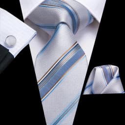White Sliver Men's Ties Hanky Cufflinks Set Silk Neck ties For Men Wedding Party Business Mens Tie 2022 New Fashion Brand Hi-Tie