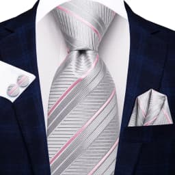 White Sliver Men's Ties Hanky Cufflinks Set Silk Neck ties For Men Wedding Party Business Mens Tie 2022 New Fashion Brand Hi-Tie