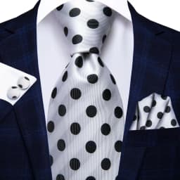 White Sliver Men's Ties Hanky Cufflinks Set Silk Neck ties For Men Wedding Party Business Mens Tie 2022 New Fashion Brand Hi-Tie