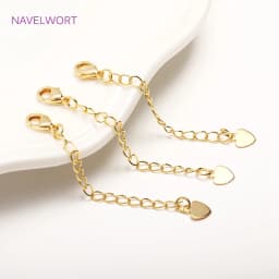 14K Gold Plated Lobster Claw Clasps with Extender Chain Brass Metal Extension Extended Lobster Tail Chains Clasps Connectors