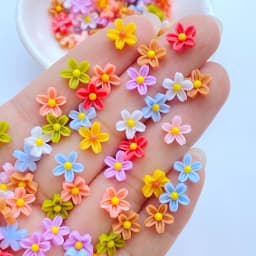 200Pcs New Cute Mini 8mm Flower Flat Back Resin Nail Enhancement Jewelry Craft Decoration Accessorie