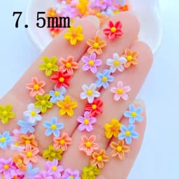 200Pcs New Cute Mini 8mm Flower Flat Back Resin Nail Enhancement Jewelry Craft Decoration Accessorie