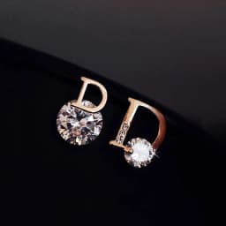Letter D Earrings Women Shiny Zircon Stud Earrings Light Luxury European and American Earrings Party Wedding Jewelry Gifts K0