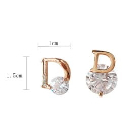 Letter D Earrings Women Shiny Zircon Stud Earrings Light Luxury European and American Earrings Party Wedding Jewelry Gifts K0