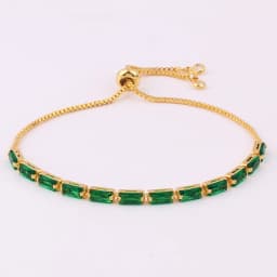 Green Shiny Charm CZ Tennis Bracelet for Women Crystal Zircon Jewelry Adjustable 18K Gold Plated Box Chain Bracelets Gift