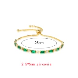 Green Shiny Charm CZ Tennis Bracelet for Women Crystal Zircon Jewelry Adjustable 18K Gold Plated Box Chain Bracelets Gift