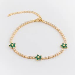 Green Shiny Charm CZ Tennis Bracelet for Women Crystal Zircon Jewelry Adjustable 18K Gold Plated Box Chain Bracelets Gift