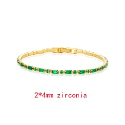 Green Shiny Charm CZ Tennis Bracelet for Women Crystal Zircon Jewelry Adjustable 18K Gold Plated Box Chain Bracelets Gift