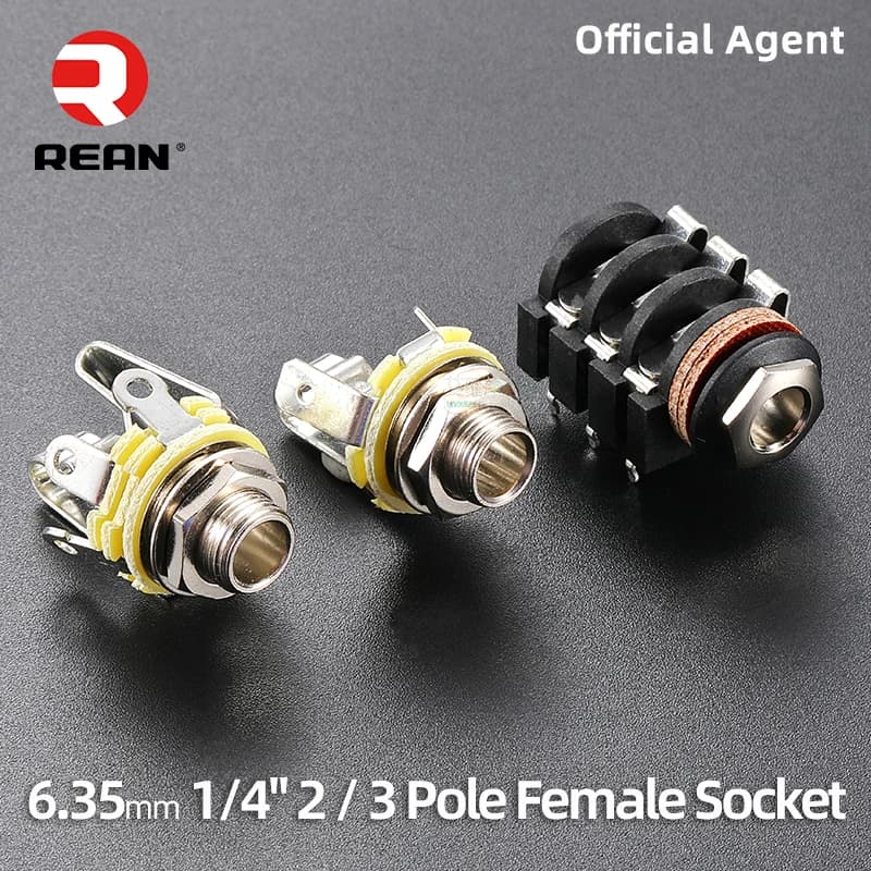 Neutrik's REAN TRS Stereo 6.35mm Metal Female Jack 3 Pole NYS230 Audio Panel Mounting Socket 1/4" TS Mono Jack,PCB Socket NYS215