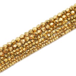 Real Gold Plated 2/3/4MM New Faceted Round Hematite Natural Stone Spacer Loose Beads For Jewelry Making Diy Bracelets Necklace