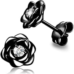Huitan Exquisite Rose Stud Earrings for Women Luxury Sparkling Cubic Zirconia Temperament Sweet Flower Earrings Fashion Jewelry