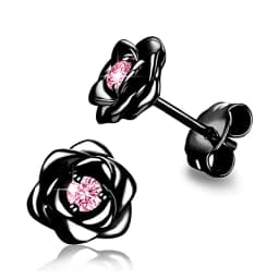 Huitan Exquisite Rose Stud Earrings for Women Luxury Sparkling Cubic Zirconia Temperament Sweet Flower Earrings Fashion Jewelry