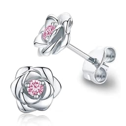 Huitan Exquisite Rose Stud Earrings for Women Luxury Sparkling Cubic Zirconia Temperament Sweet Flower Earrings Fashion Jewelry