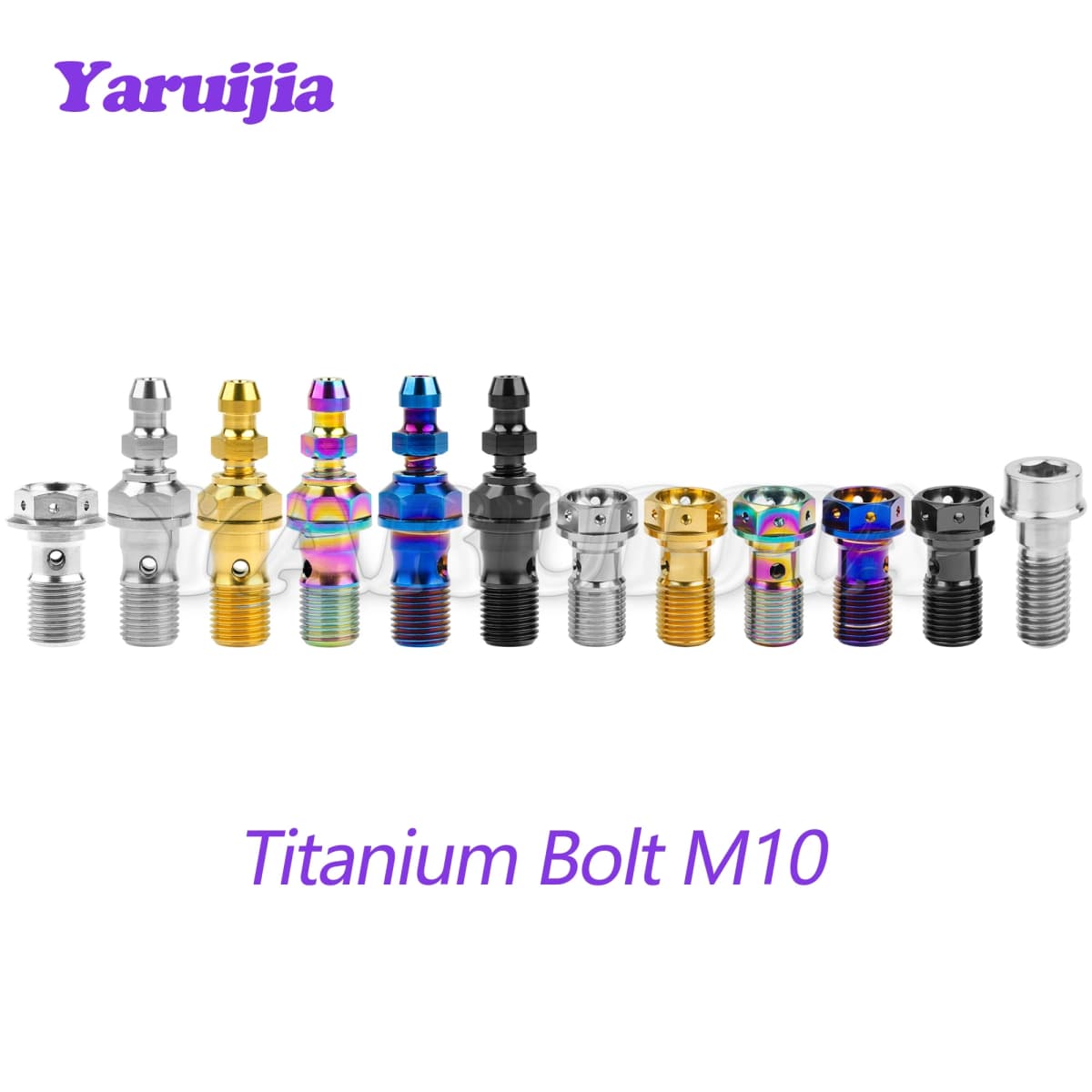 Yaruijia Titanium Bolts M10 Pitch 1.0/1.25/1.5mm Double Single Clutch Slave Cylinder Banjo Bolt with Bleeder Valve for Ducati