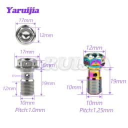 Yaruijia Titanium Bolts M10 Pitch 1.0/1.25/1.5mm Double Single Clutch Slave Cylinder Banjo Bolt with Bleeder Valve for Ducati