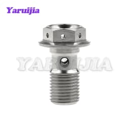 Yaruijia Titanium Bolts M10 Pitch 1.0/1.25/1.5mm Double Single Clutch Slave Cylinder Banjo Bolt with Bleeder Valve for Ducati
