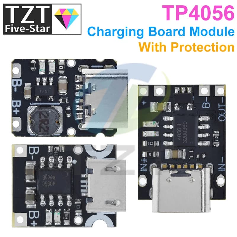 TZT 1/5/10PCS Type-C USB TP4056 1A Lithium Battery Charging Protection Board Module Polymer Battery With Temperature Protection