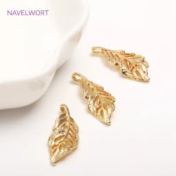 Trendy 14K Gold Plated Curly Leaves Charms,Brass Metal Hollow Leaves Pendants DIY Jewelry Making Accessories Wholesale