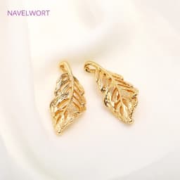 Trendy 14K Gold Plated Curly Leaves Charms,Brass Metal Hollow Leaves Pendants DIY Jewelry Making Accessories Wholesale