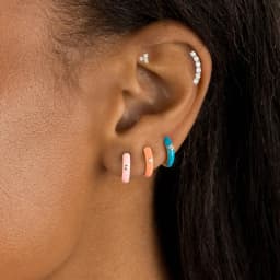 New Stainless Steel Multicolor Enamel Hoop Earrings Cute Crystal Zirconia Small Huggie Cartilage Helix Tragus Piercing Jewelry