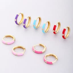 New Stainless Steel Multicolor Enamel Hoop Earrings Cute Crystal Zirconia Small Huggie Cartilage Helix Tragus Piercing Jewelry