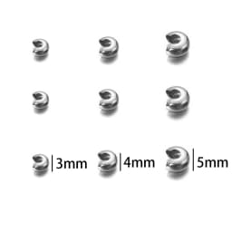 50Pcs/Lot 3/4/5mm Stainless Steel Cover Crimp Bead Spacer Stopper Crimps Beads for DIY Jewelry Making Findings Accessories