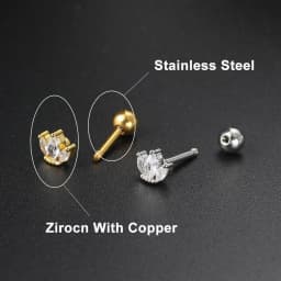 Zircon Ear Piercing For Women Stainless Steel Moon Flower Cartilage Stud Earrings Helix Tragus Rook Flat Piercing Jewelry 1PC