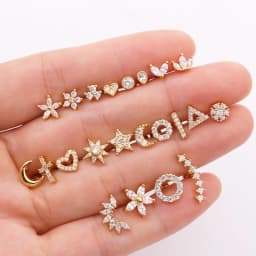 Zircon Ear Piercing For Women Stainless Steel Moon Flower Cartilage Stud Earrings Helix Tragus Rook Flat Piercing Jewelry 1PC