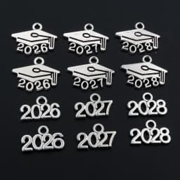 50pcs 9x14mm Year Number 2026 2027 2028 Pendant Charms DIY Jewelry Making Jewelry Finding Antique Silver Plated Accessories