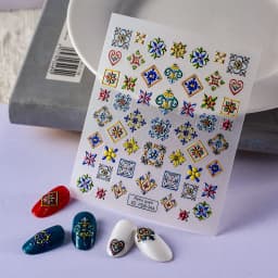 5D Embossed Bohemian Pattern Nail Art Stickers Retro Elegant Embroidery Boho Style Flower Nails Decoration Decals Supplies