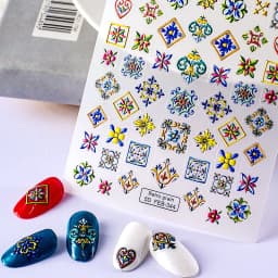 5D Embossed Bohemian Pattern Nail Art Stickers Retro Elegant Embroidery Boho Style Flower Nails Decoration Decals Supplies