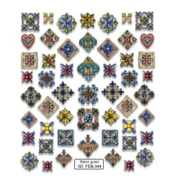 5D Embossed Bohemian Pattern Nail Art Stickers Retro Elegant Embroidery Boho Style Flower Nails Decoration Decals Supplies