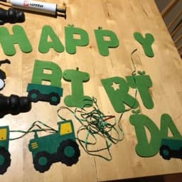 Green Tractor Birthday Banner Set Felt Tractor Garland Banner Farm Themed Birthday Party Supplies Decorations