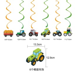 Green Tractor Birthday Banner Set Felt Tractor Garland Banner Farm Themed Birthday Party Supplies Decorations