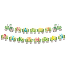 Green Tractor Birthday Banner Set Felt Tractor Garland Banner Farm Themed Birthday Party Supplies Decorations