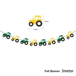 Green Tractor Birthday Banner Set Felt Tractor Garland Banner Farm Themed Birthday Party Supplies Decorations