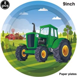 Green Tractor Birthday Banner Set Felt Tractor Garland Banner Farm Themed Birthday Party Supplies Decorations