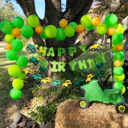 Green Tractor Birthday Banner Set Felt Tractor Garland Banner Farm Themed Birthday Party Supplies Decorations