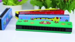 16-Hole Wooden Harmonica Cartoon Animals Painted Toy Musical Instrument Play Kids Early Educational Toys for Children Gifts