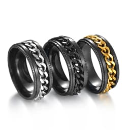 Fidget Spinner Mens Rings Anxiety Rotating Stainless Steel Chain Multifunction Anti Stress Ring Accessories Anillos De Hombre