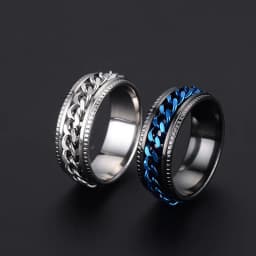 Fidget Spinner Mens Rings Anxiety Rotating Stainless Steel Chain Multifunction Anti Stress Ring Accessories Anillos De Hombre