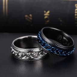 Fidget Spinner Mens Rings Anxiety Rotating Stainless Steel Chain Multifunction Anti Stress Ring Accessories Anillos De Hombre